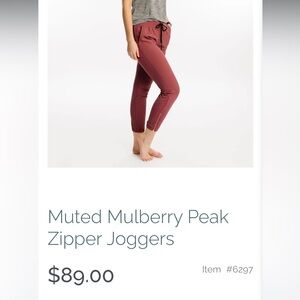 Zyia muted mulberry peak joggers, size XXXL
